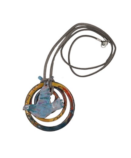 Özgür Ruhlu Kuş Mine Kolye (İç İçe Halkalı)
